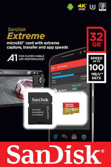 Sandisk Extreme microSDHC 32GB U3 V30 A1 UHS-I 100MB/s with Adapter view 5