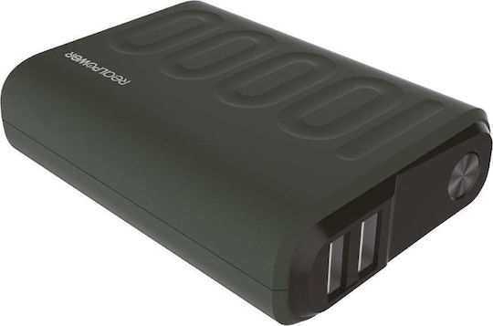 RealPower PB-20000PD+ Power Bank 20000mAh with 2 USB-A Ports and USB-C Port Green