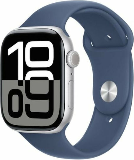 Apple Watch Series 10 Cellular Aluminium 46mm Waterproof with eSIM and Heart Rate Monitor (Sport Blue Denim S/M) view 1