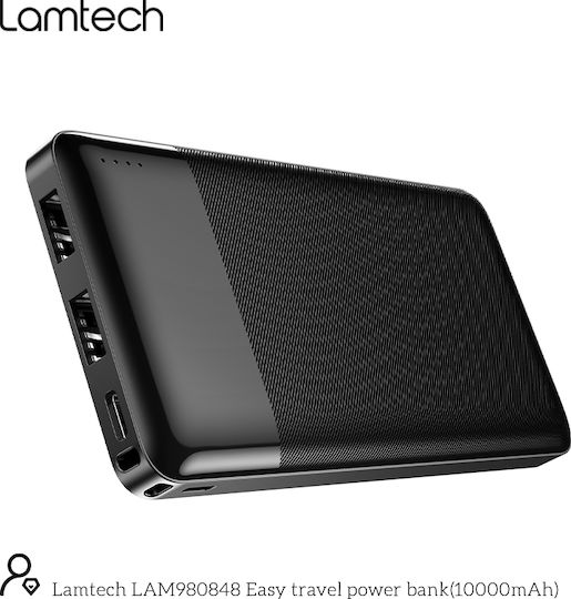Lamtech Power Bank 10000mAh with 2 USB-A Ports Black view 4