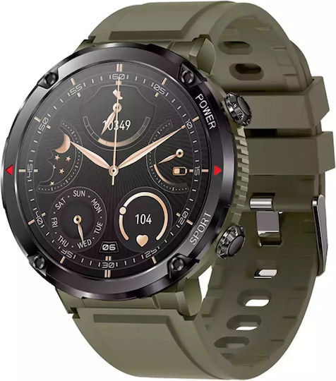 DAS.4 Battery Watch with Rubber Strap Green view 3