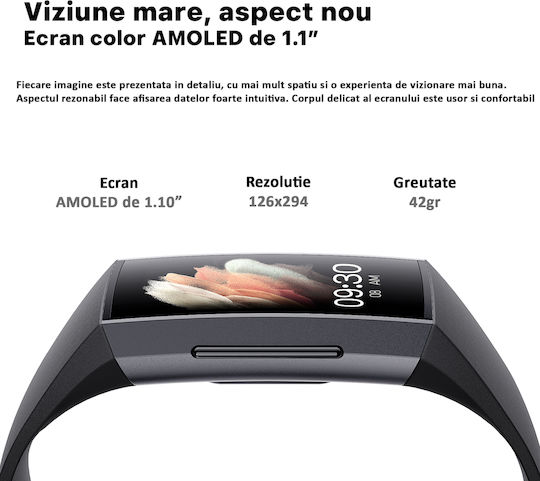 Fitness Bracelet 1.1 Inch Amoled Screen Vichematech Android Ios Full Touch Magnetic Charging Bluetooth Waterproof Ip67 Sms Call App Notifications Multiple Sports Modes Monitor view 4