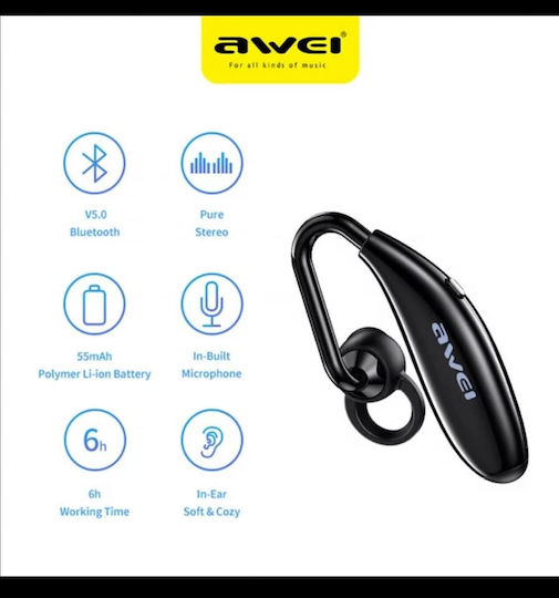 Awei N5 Business In-ear Bluetooth Handsfree Earphone Black view 6
