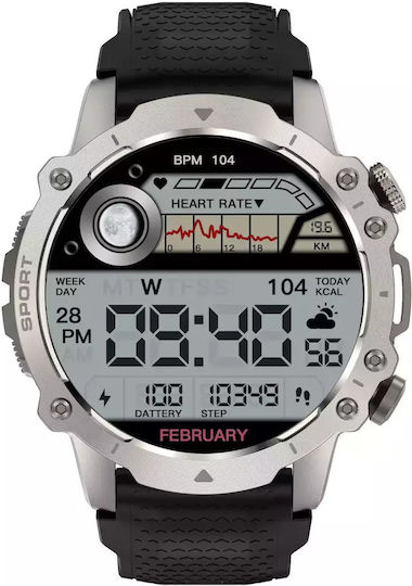 Kiano Watch Sport 49mm with Heart Rate Monitor (Silver) view 4