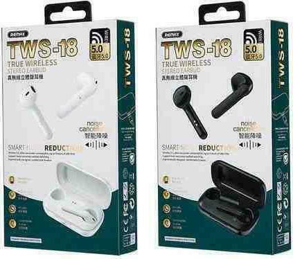 Remax TWS-18 Earbud Bluetooth Handsfree Earphones with Charging Case Black view 2