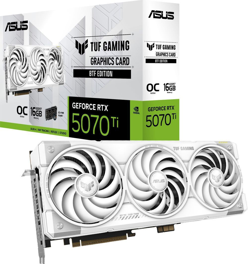 Asus GeForce RTX 5070 Ti 16GB GDDR7 BTF White OC Graphics Card 90YV0N60-M0NA00 view 1