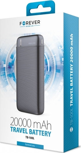 Forever TB-100L Power Bank 20000mAh with 2 USB-A Ports Black vue 2