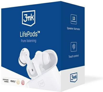 3MK LifePods In-ear Bluetooth Handsfree Earphones with Charging Case White view 7