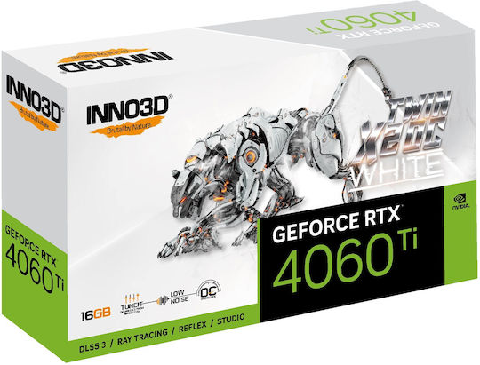 Inno 3D GeForce RTX 4060 Ti 16GB GDDR6 Twin X2 OC White Graphics Card vue 3