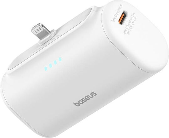 Baseus Compact Series Built-in Type-C Power Bank 5000mAh 20W with USB-C Port Power Delivery / Quick Charge 3.0 White