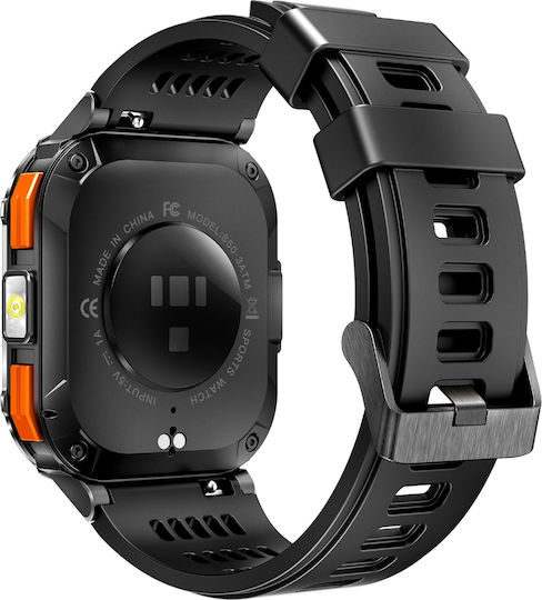 Aoke GS50 Smartwatch with Heart Rate Monitor (Black Case / Black Silicone Strap) view 3