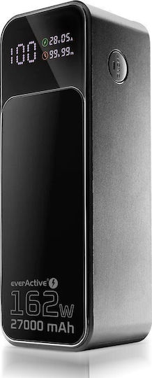 everActive EB-27Q Power Bank 27000mAh 162.5W with USB-A Port and 2 USB-C Power Delivery Ports Black