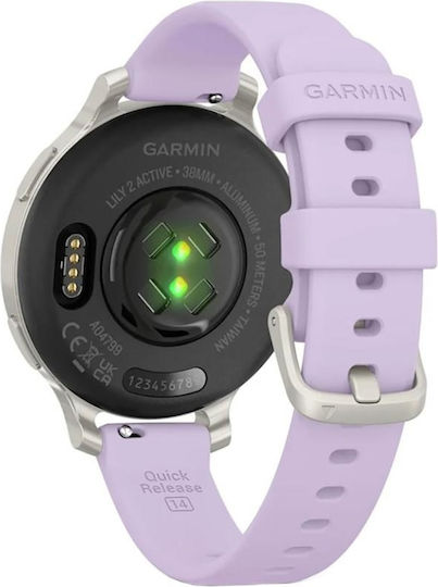 Garmin Lily 2 Aluminium Waterproof Smartwatch with Heart Rate Monitor (Silver/Jasmine Purple) view 4