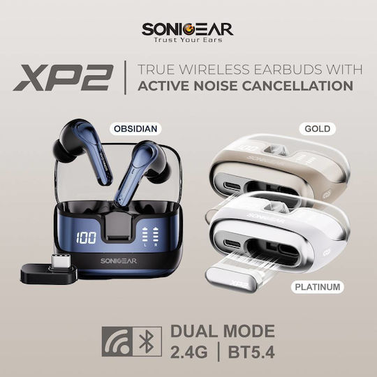 Sonic Gear Dual Mode In-ear Bluetooth Handsfree Earphones with Sweat Resistance and Charging Case Gold view 7