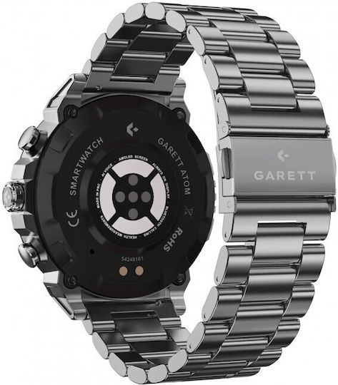 Garett Atom Stainless Steel 47mm Smartwatch with Heart Rate Monitor (Silver) view 2