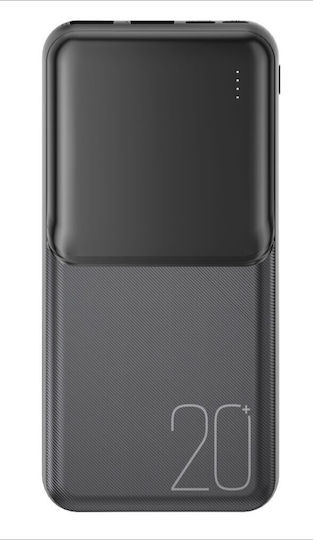 XO PR252 Power Bank 20000mAh with 2 USB-A Ports and USB-C Port Black vue 2