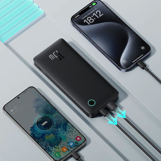 Baseus Air Lite Power Bank 10000mAh 15W with USB-A Port and USB-C Port Black view 3