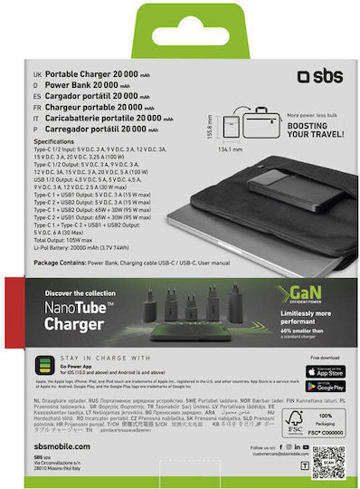 SBS Power Bank 20000mAh 100W Power Delivery view 5