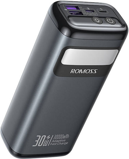 Romoss PMT30 Power Bank 30000mAh 30W with 2 USB-A Ports and USB-C Port Power Delivery / Quick Charge 3.0 Black view 3