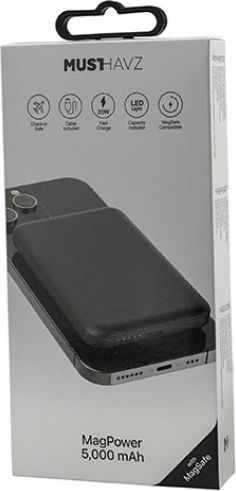 Musthavz MHPWRMP5A4BLK MagSafe Power Bank 5000mAh Black view 2