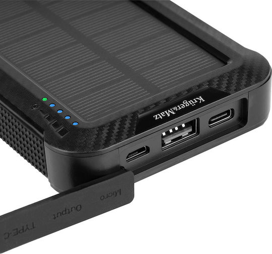 Kruger & Matz KM0910 Solar Power Bank 10000mAh with USB-A Port and USB-C Port Black