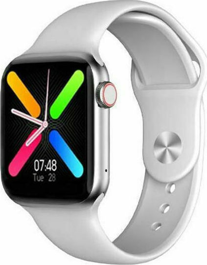FT80 44mm Smartwatch with Heart Rate Monitor (White)