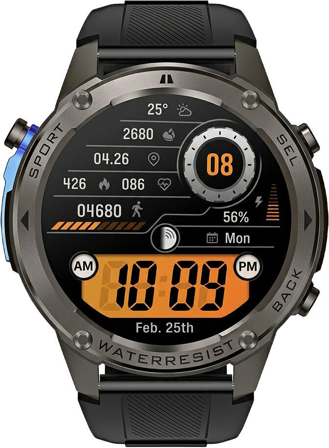 Luna Veles 52mm Waterproof Smartwatch with Heart Rate Monitor Steel view 6