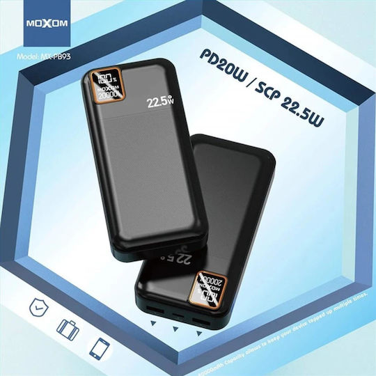 Moxom MX-PB93 Power Bank 20000mAh 22.5W Power Delivery Black view 3