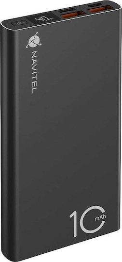 Navitel PWR10 AL Power Bank 10000mAh with 2 USB-A Ports and USB-C Port Black