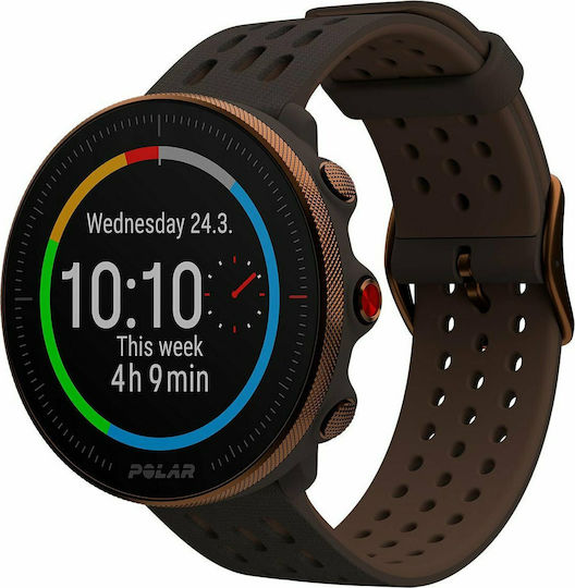 Polar Vantage M2 Aluminium 46mm Waterproof Smartwatch with Heart Rate Monitor (Black with Black/Brown Strap) view 4