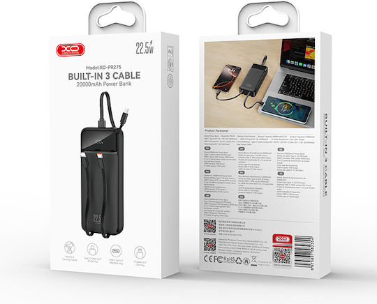 XO PR275 Power Bank 20000mAh 18W Quick Charge 2.0 / Quick Charge 3.0 Black Ansicht 5