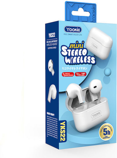 Yookie YKS22 In-ear Bluetooth Handsfree Earphones with Charging Case White view 4