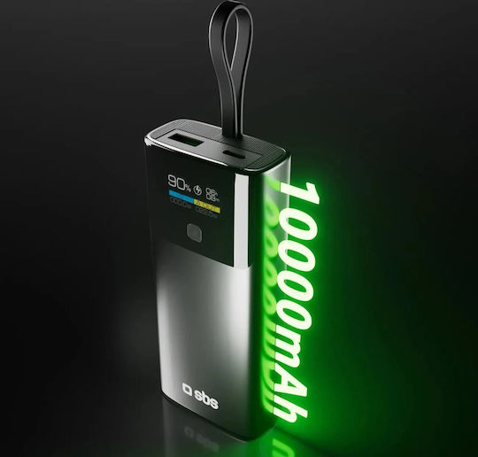 SBS Power Bank 10000mAh 20W with USB-A Port and USB-C Port Power Delivery Gray view 3