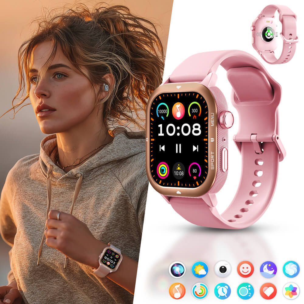 inSPORTline Melagra 43mm Smartwatch with Heart Rate Monitor Pink vue 2
