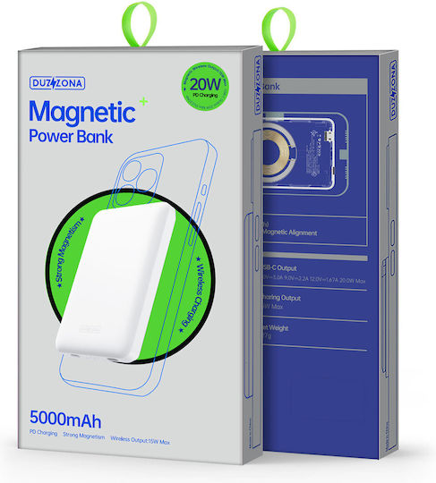 Duzzona W4 MagSafe Power Bank 5000mAh 20W White view 4