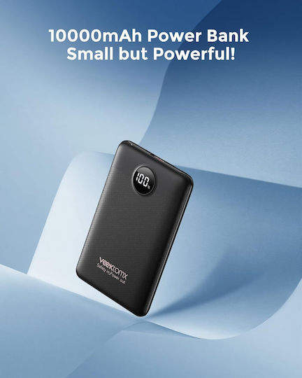 Veektomx VT103 Power Bank 10000mAh 22.5W with USB-A Port and USB-C Port Power Delivery / Quick Charge 3.0 Black vista 2