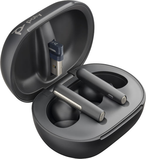 Poly Voyager Free 60+ UC Carbon Black Earbuds, BT700 USB A adapter, Touchscreen Charge Case Bluetooth Handsfree Earphones with Charging Case Black view 7