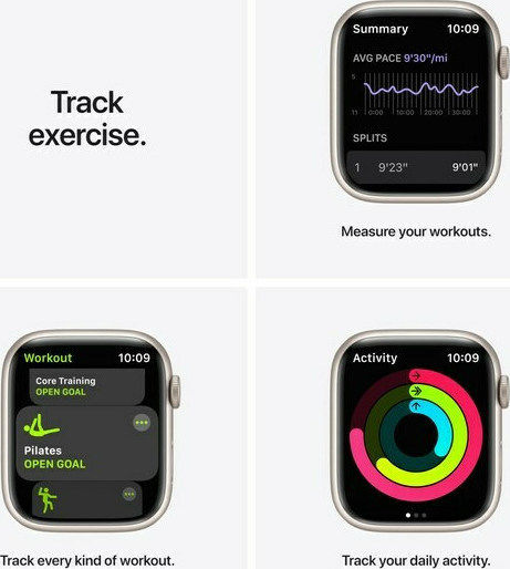 Apple Watch Series 7 Nike Aluminium 45mm Waterproof with Heart Rate Monitor (Starlight) view 5