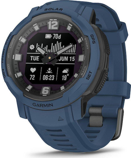 Garmin Instinct Crossover Solar 45mm Waterproof Smartwatch with Heart Rate Monitor (Tidal Blue)