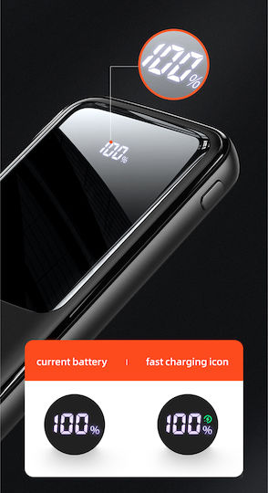 Usams PB58 Power Bank 10000mAh with 2 USB-A Ports and USB-C Port Power Delivery / Quick Charge 3.0 Black view 2