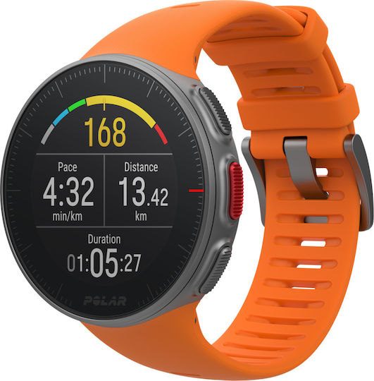 Polar Vantage V HR Stainless Steel 46mm Waterproof Smartwatch with Heart Rate Monitor (Orange) view 3