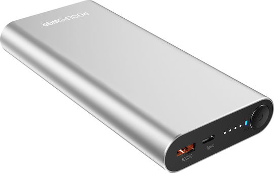 RealPower PB-20000PD Pro Power Bank 20000mAh with USB-A Port and USB-C Port Quick Charge 3.0 Silver