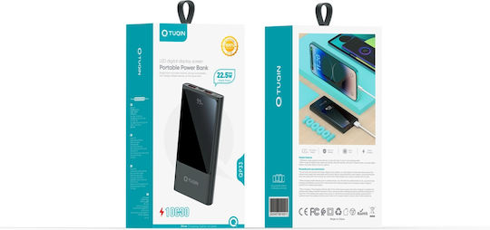 Tuqin QP33 Power Bank 10000mAh 22.5W with USB-A Port and USB-C Port Black view 2