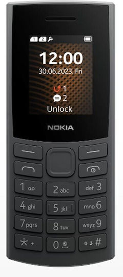 Nokia 105 4G (2023) Dual SIM Mobile with Buttons (Greek Menu) Charcoal view 3