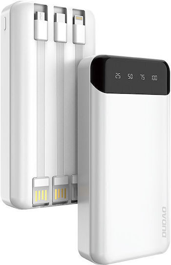 Dudao K6PRO+ Power Bank 20000mAh with 2 USB-A Ports and USB-C Port White