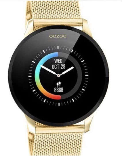 Oozoo Q00121 Stainless Steel 43mm Smartwatch with Heart Rate Monitor (Gold) view 2