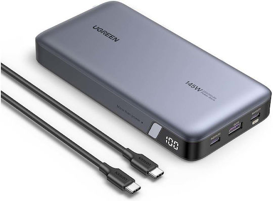 Ugreen PB205 Power Bank 25000mAh 145W with USB-A Port and 2 USB-C Ports Power Delivery / Quick Charge 3.0 Gray vue 2