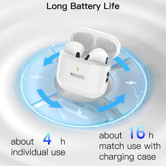 Yesido TWS17 Earbud Bluetooth Handsfree Earphones with Charging Case White view 4
