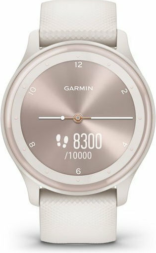 Garmin Vivomove Sport 40mm Waterproof Smartwatch with Heart Rate Monitor (Ivory Case and Silicone Band with Peach Gold Accents) view 4