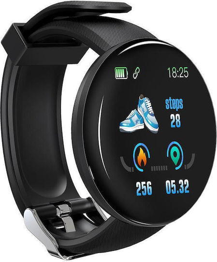 D18 Smartwatch with Heart Rate Monitor (Black) view 3